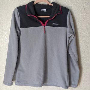 Columbia Small Pink and Gray Quarter Zip Women's Pullover Sweater